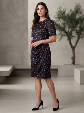 Vintage 100% Silk Constance Saunders for Richard Warren Confetti Cocktail Dress